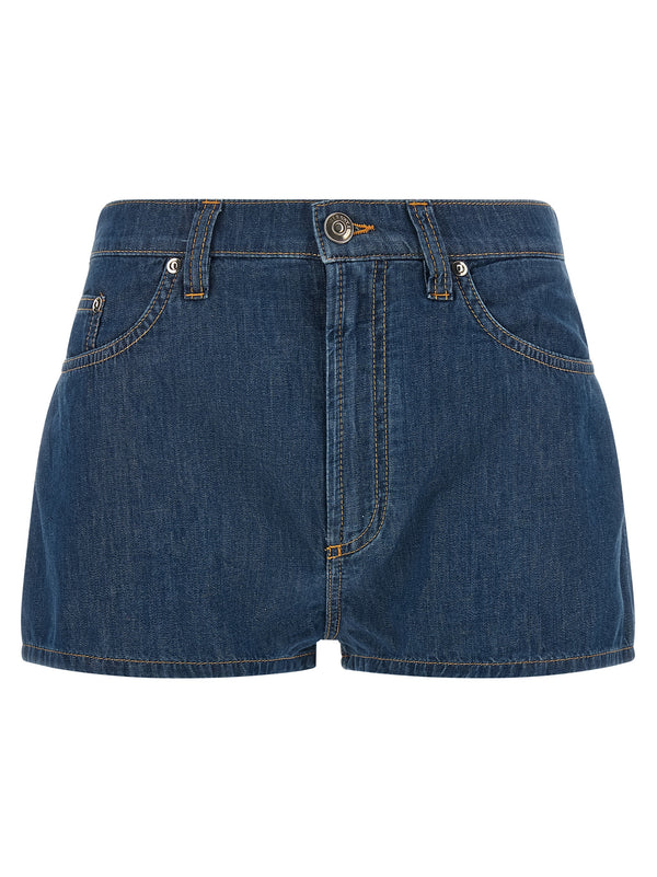 Chambray Denim Shorts Bermuda E Short Blu
