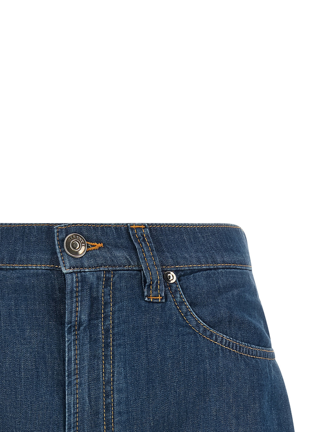 Versace Chambray Denim Shorts Bermuda e Short - Blu | 1974add3050b856851b6e15c8c0ce8a4094ef622