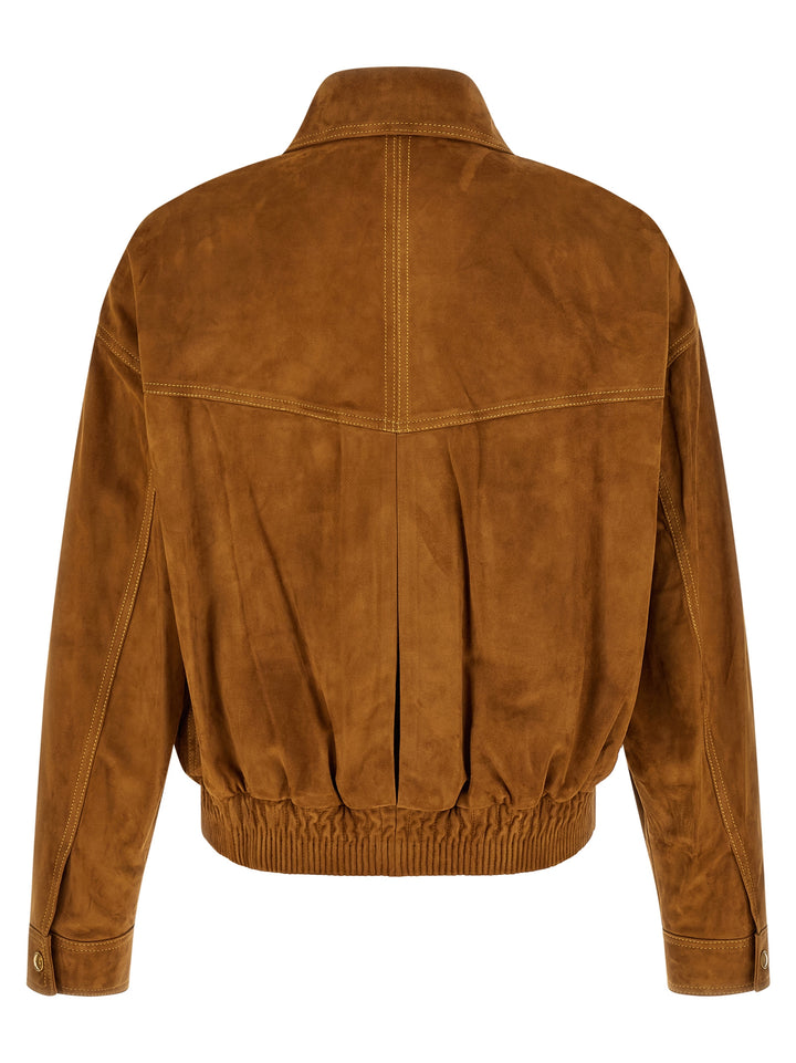 Versace Suede Blouson Puffer Jackets - Marrone | 8711aca85b0fb69f3e1d77399f3ca02dd5051d85