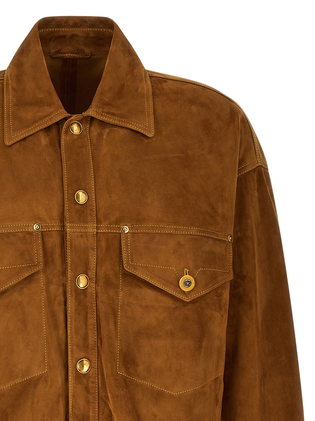 Versace Suede Blouson Puffer Jackets - Marrone | 5d39721788dd2de62b30519858a0cdf1a03eaa35