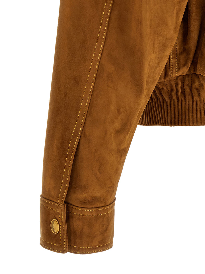 Versace Suede Blouson Puffer Jackets - Marrone | 06ac7d8514b3537685c8f3ebf9db6fe198e47a32