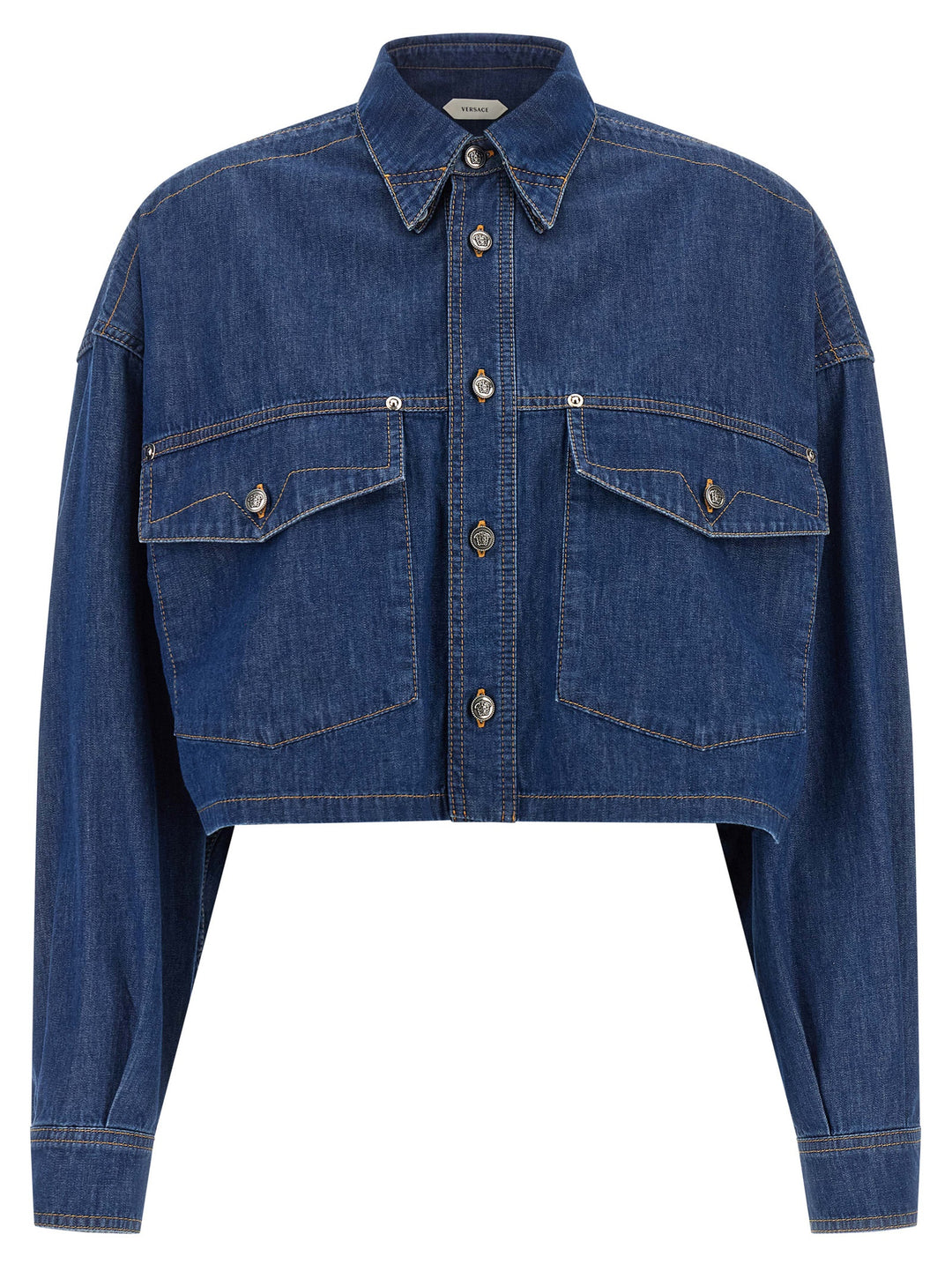 Versace Cropped Shirt Camicie - Blu | 92c5f661de08c29c33eca0f729d8d9216f728bdf