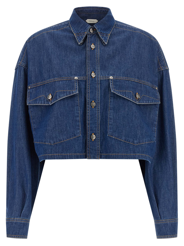 Versace Cropped Shirt Camicie - Blu | 92c5f661de08c29c33eca0f729d8d9216f728bdf