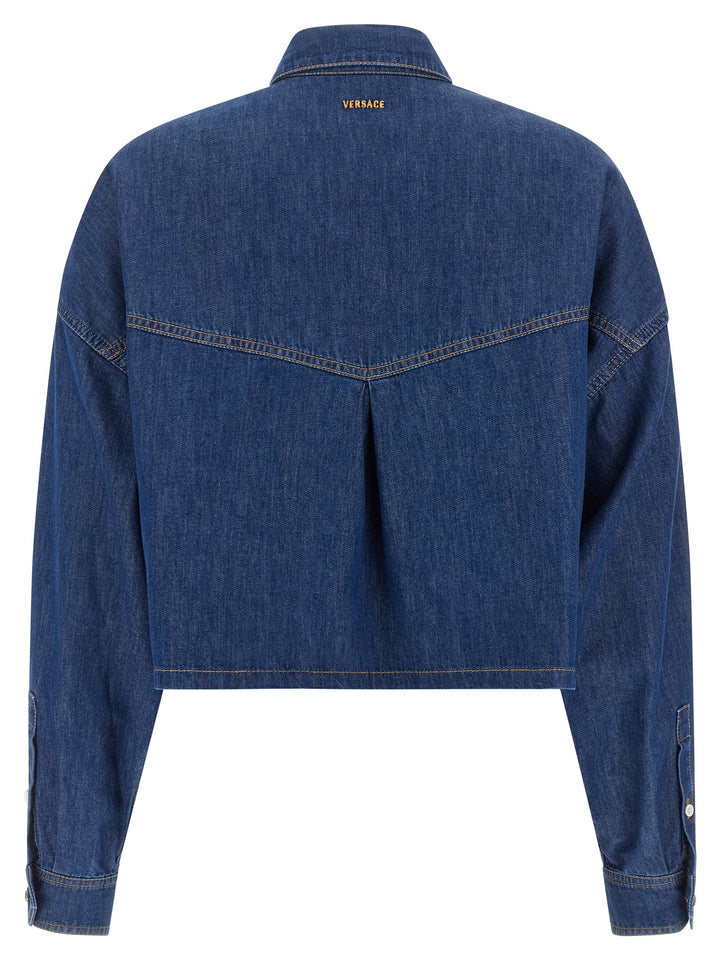 Versace Cropped Shirt Camicie - Blu | 431af0f5ee519b9bd449207d596c4b7bb2dda8fc