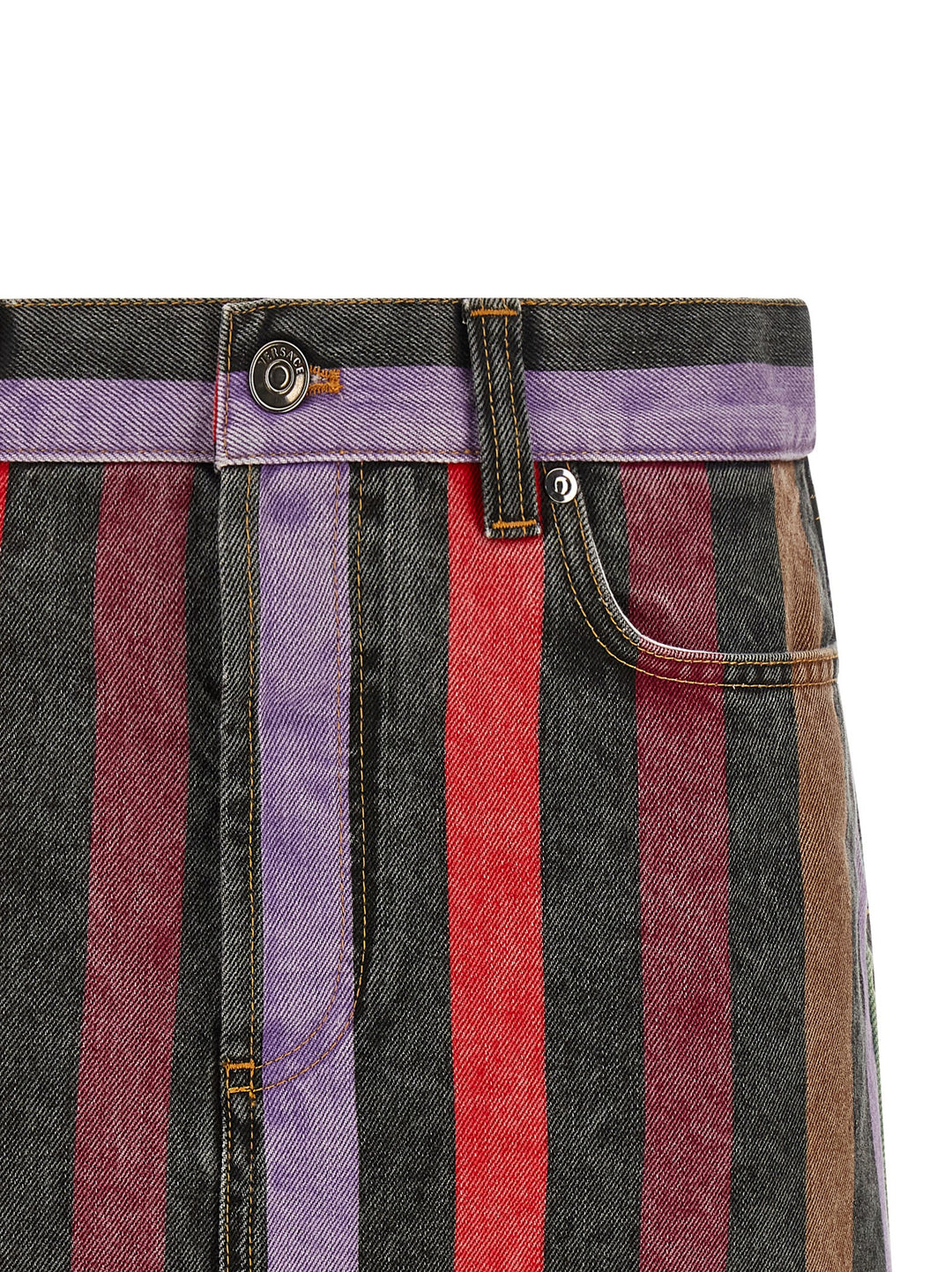 Versace Striped Denim Skirt Gonne - Multicolor | 0a5ac1d7ac9959380f89c98b722b834416389ffa