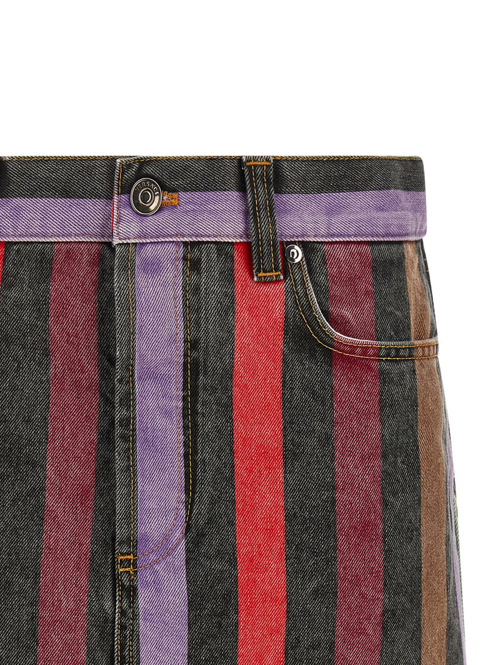 Versace Striped Denim Skirt Gonne - Multicolor | 0a5ac1d7ac9959380f89c98b722b834416389ffa