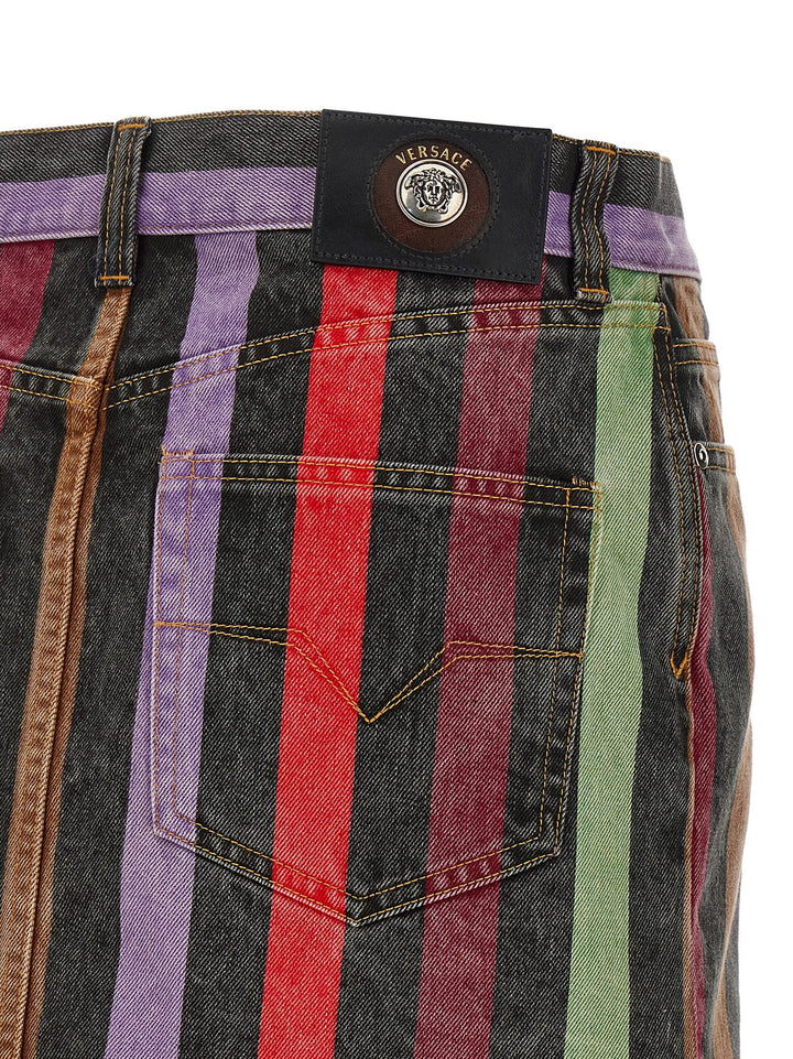 Versace Striped Denim Skirt Gonne - Multicolor | a7d0b394fe75c17a4d92f14cdbca62b9a3a91be5