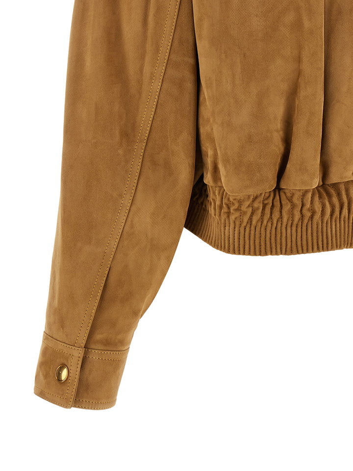 Versace Suede Blouson Puffer Jackets - Marrone | 1a88f080ef02a22b3a0d200ca41f1f05d19790a5