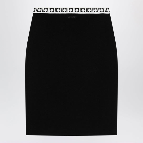 Jacquard Viscose-Blend Midi Skirt In Black