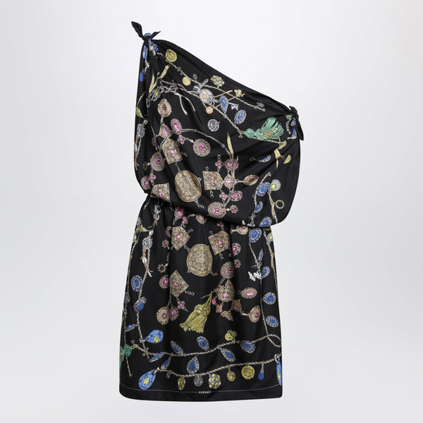 Black Printed Silk Twill Dress