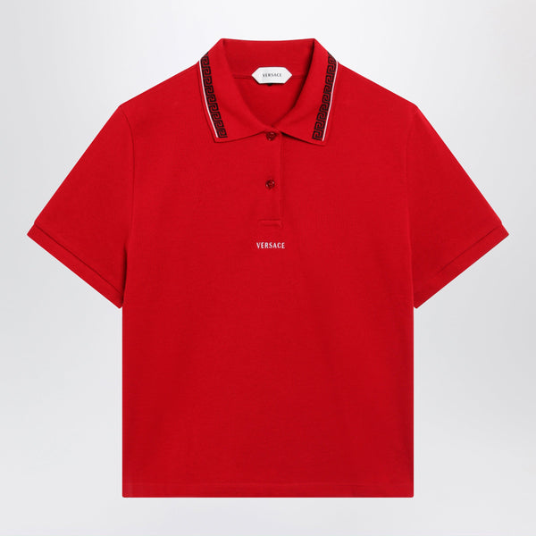Lipstick Red Cotton Piqué Polo With Embroidered Logo
