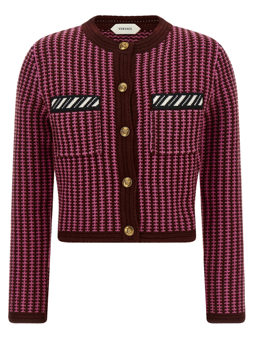 Versace Crochet Cardigan Maglioni - Rosa | 9a7ff3cbe9c82bd5a111db2892653f9d491c1f24