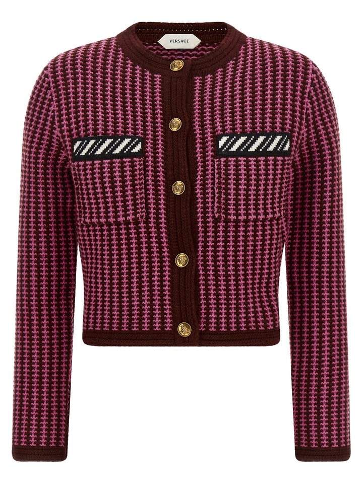Versace Crochet Cardigan Maglioni - Rosa | 9a7ff3cbe9c82bd5a111db2892653f9d491c1f24