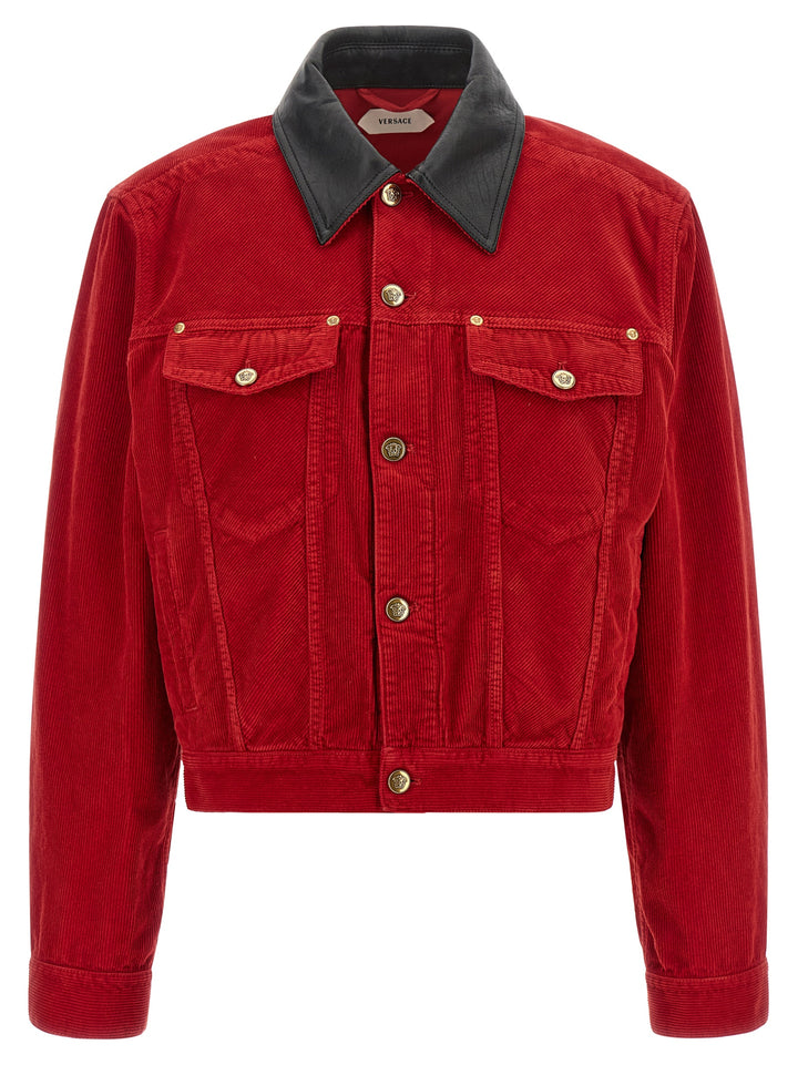 Versace Corduroy Jacket Puffer Jackets - Rosso | d4308f252d32ed00633bcc7266da0849b83aedc7