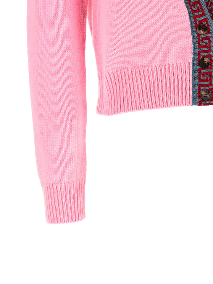 Versace Wool And Cashmere Cardigan Maglioni - Rosa | 36cb2b1cdfdbff1db9d21b90a9dafa0348ad8dcd