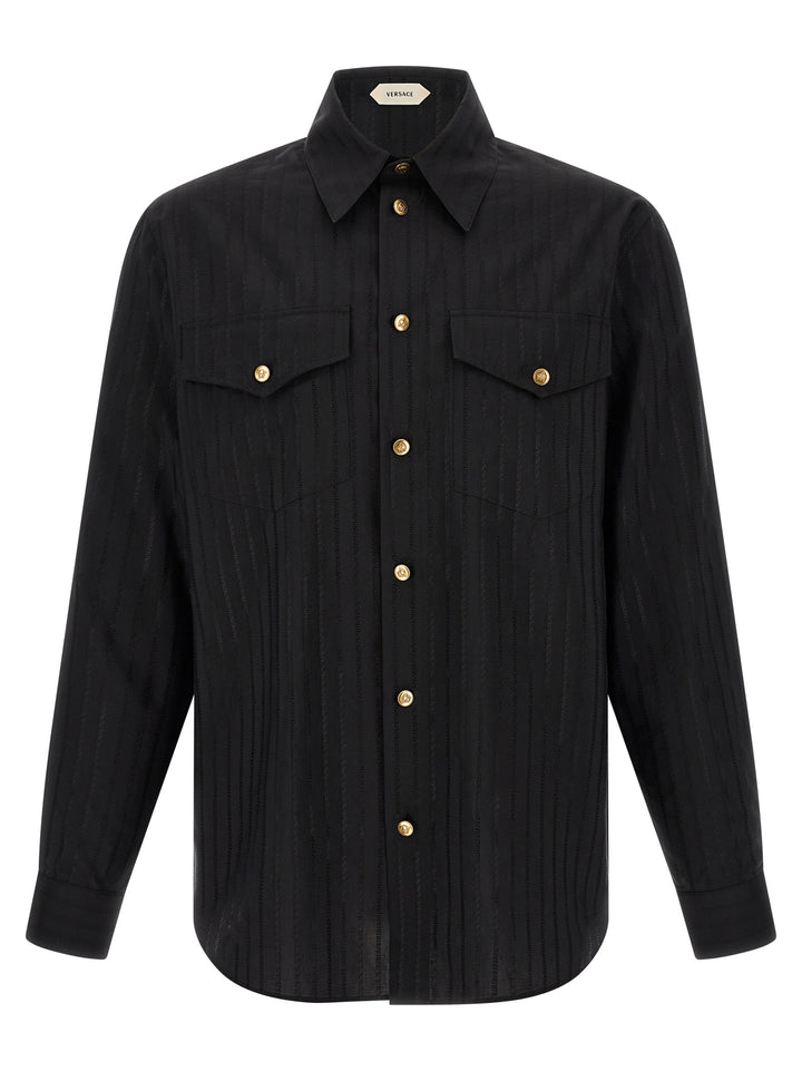 Versace Jacquard Silk Shirt Camicie - Nero | 20655469ee7daa8f415262b21c1e9f57fdc5fd25