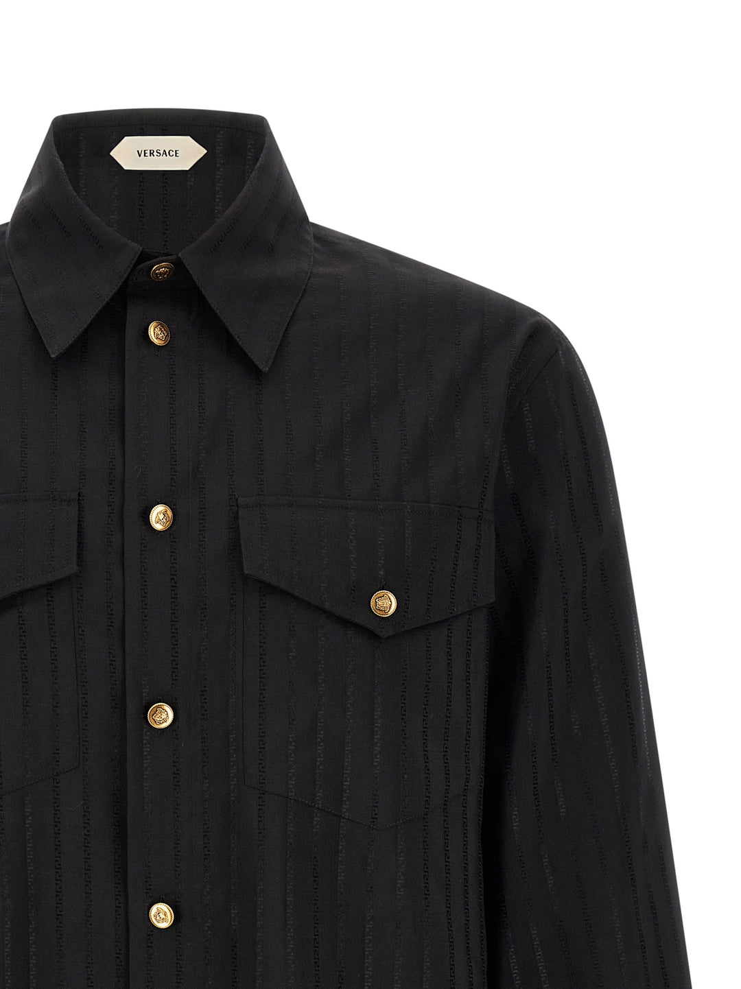 Versace Jacquard Silk Shirt Camicie - Nero | 0473471698f8af59cae023dd2f85855ddfdf8828