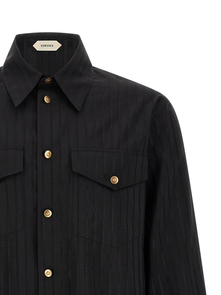 Versace Jacquard Silk Shirt Camicie - Nero | 0473471698f8af59cae023dd2f85855ddfdf8828