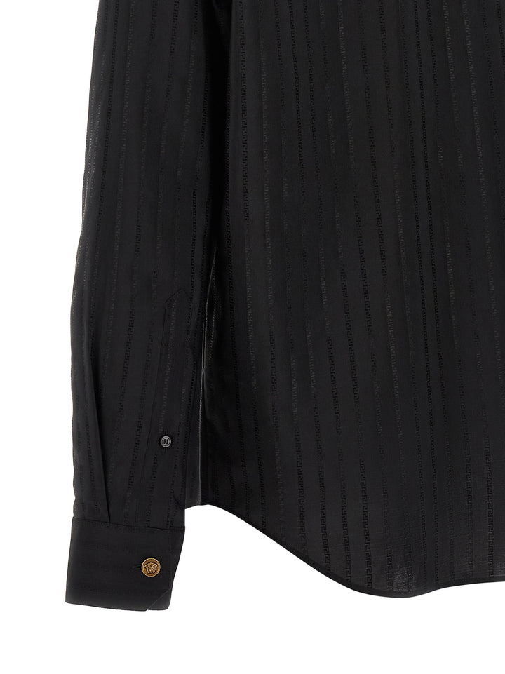 Versace Jacquard Silk Shirt Camicie - Nero | f85764f802d0486525e038070312c0e17cc70713