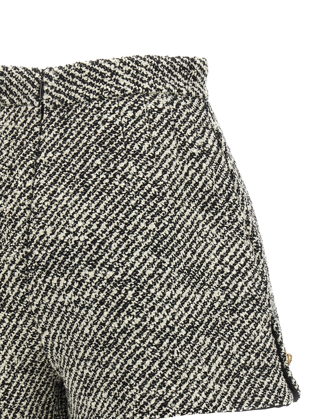 Versace Bouclé Wool Shorts Bermuda e Short - Bianco/Nero | 18e61c80fcbb6f21e7ec684fb4bb878318bd2d2b