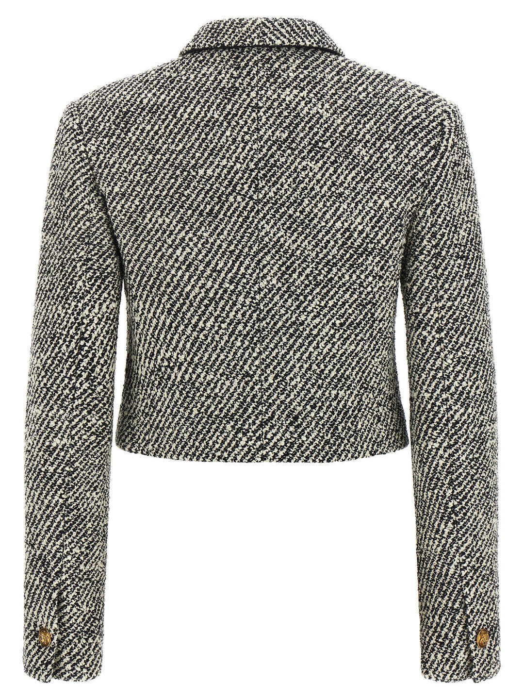 Versace Bouclé Wool Blend Blouson Jacket BlazerS - Bianco/Nero | ca60d03ef5406972c28cf248d16f5b6441d24978