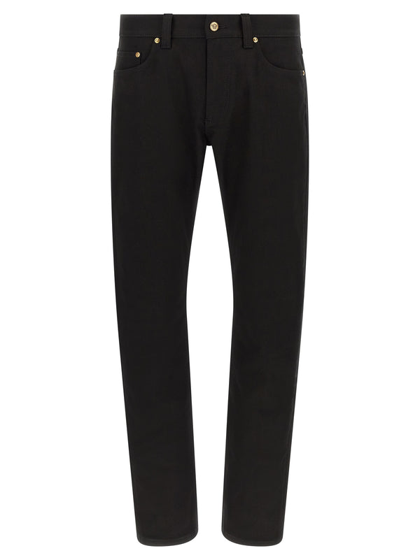Medusa Embroidery Jeans Nero