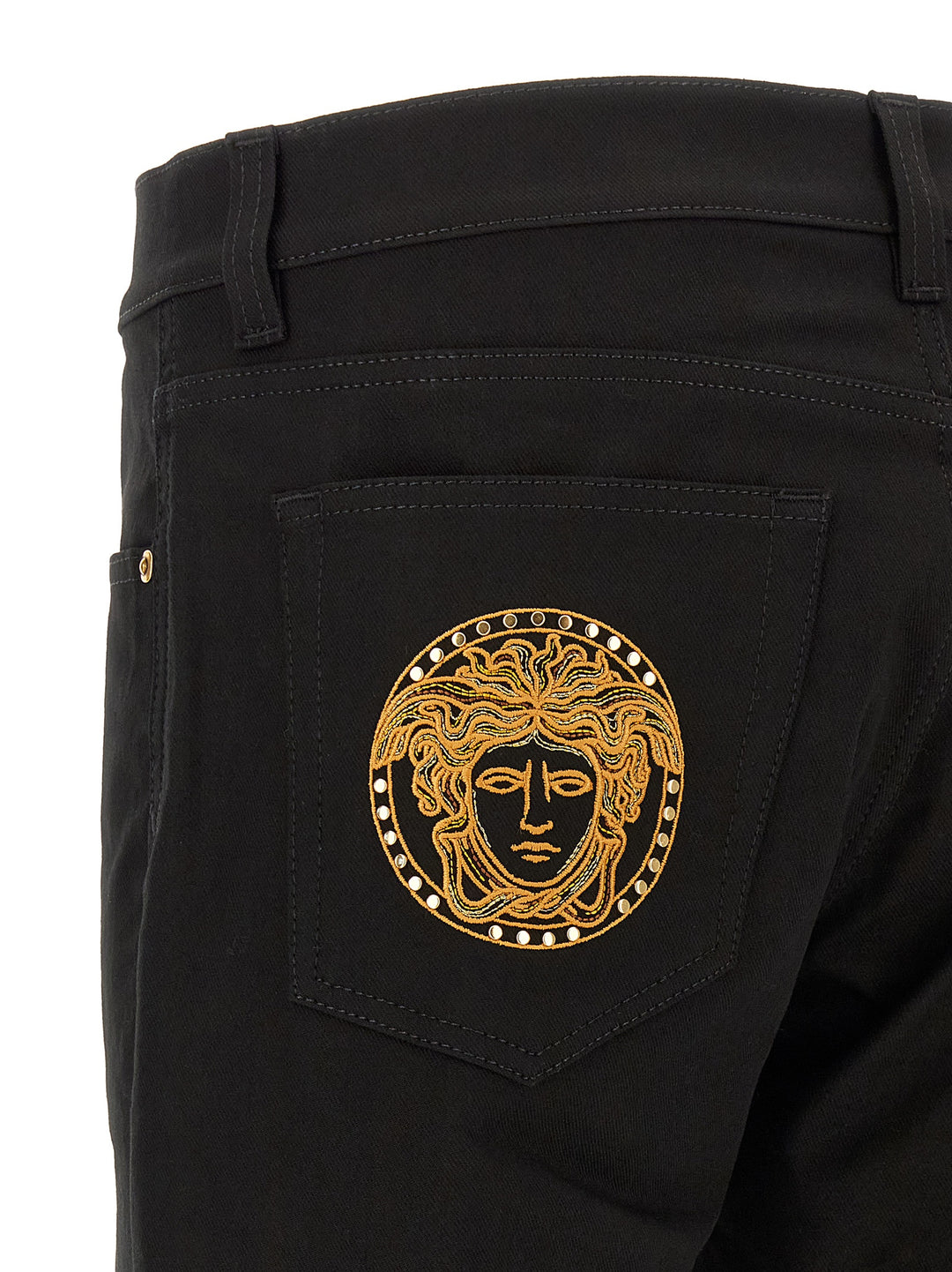 Versace Medusa Embroidery Jeans - Nero | 44a6feae2a339e280c1dc427d8275eb4de98c233