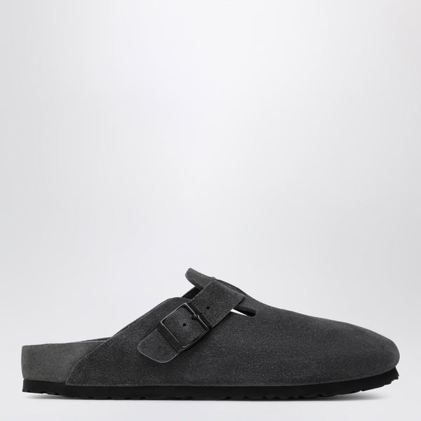 Boston Suede Clogs In Charcoal