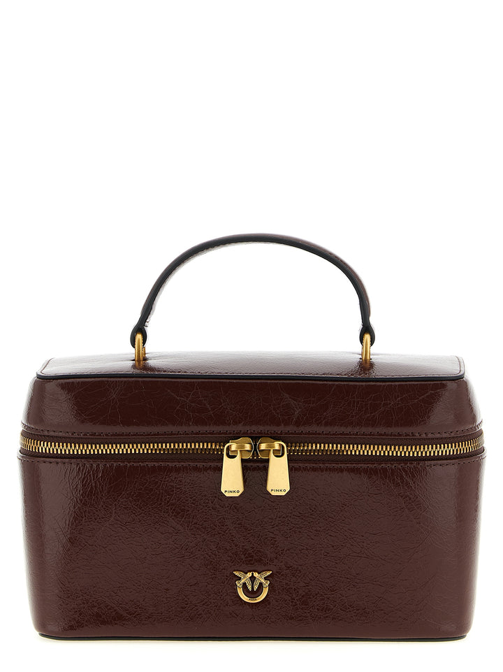 Pinko Crumpled Effect Leather Handbag Borse a Mano - Marrone | 08f08093bbe9d7d1fc1dc91ed34a66dcba8fe997