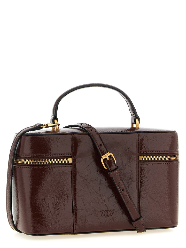 Pinko Crumpled Effect Leather Handbag Borse a Mano - Marrone | 1b905c5b97c72d36a4dde2d5bbb99d20c1d5897a