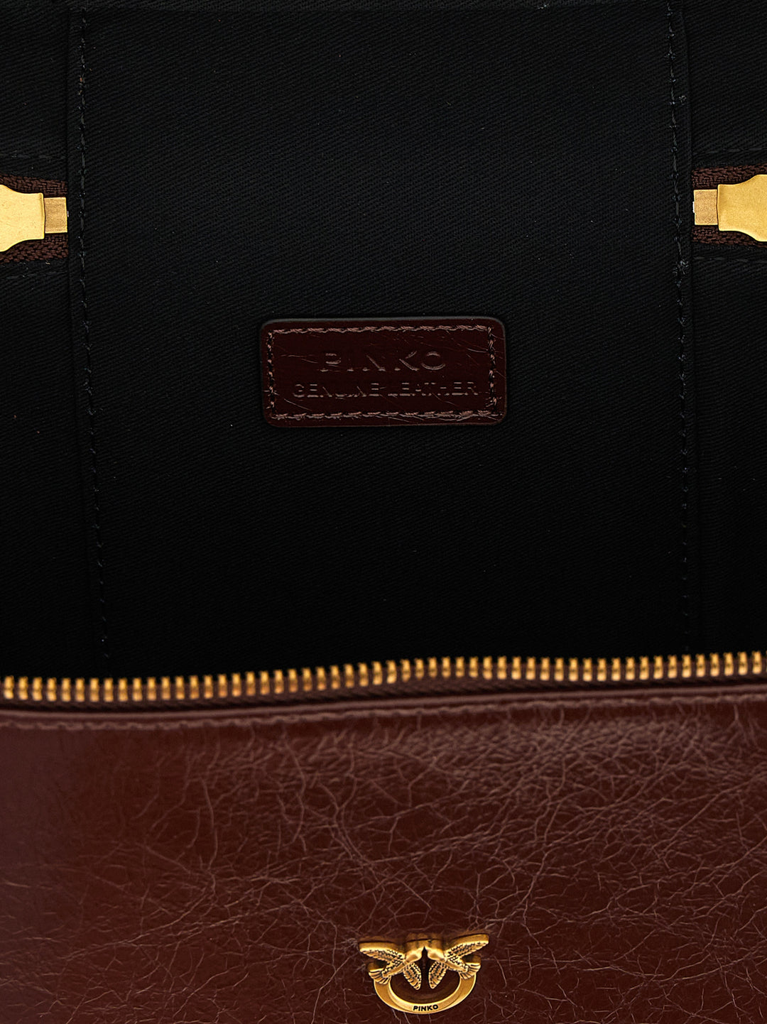 Pinko Crumpled Effect Leather Handbag Borse a Mano - Marrone | 71975e9a1396936fae3628ef605f09c4faa1195f