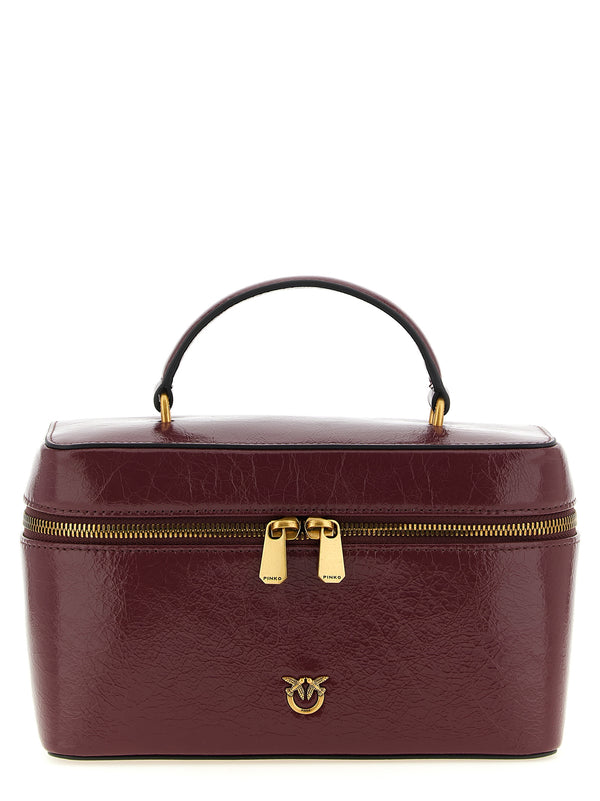 Crumpled Effect Leather Handbag Borse A Mano Bordeaux