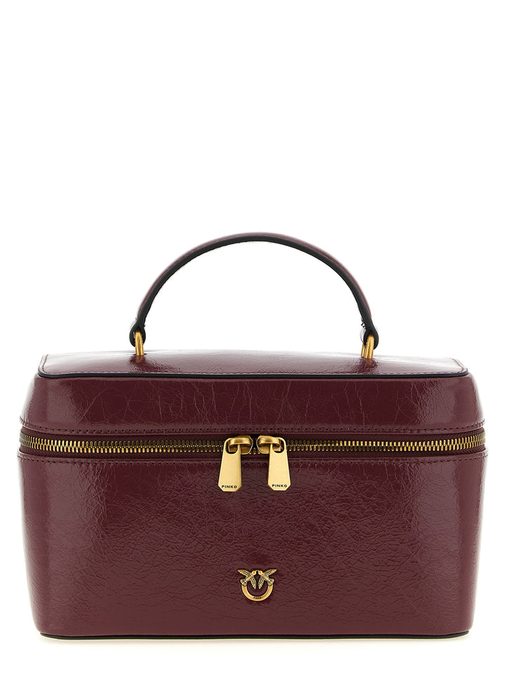 Pinko Crumpled Effect Leather Handbag Borse a Mano - Bordeaux | 70bbab51ba1446f3d5293c9efb44b80fc7c205f7