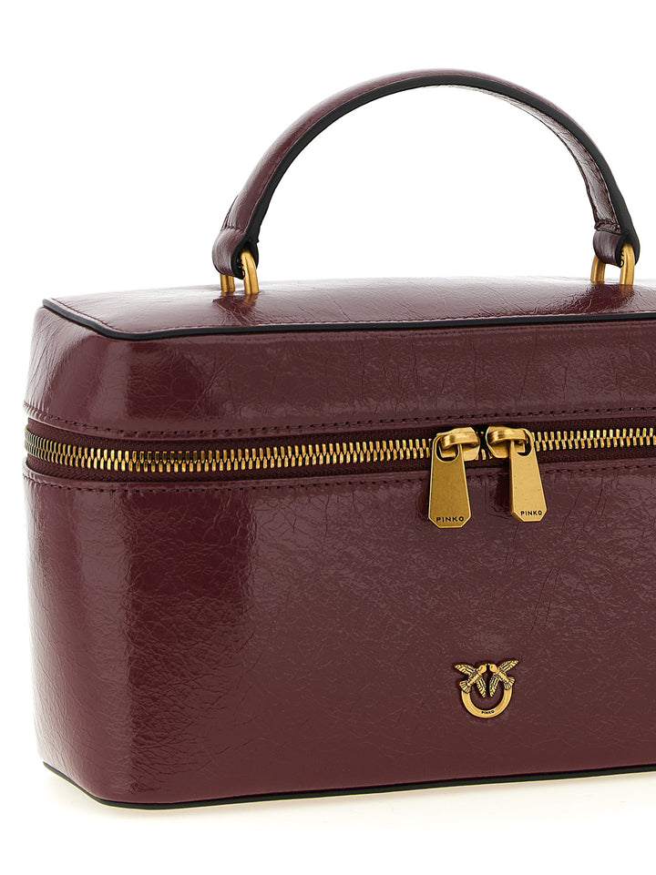 Pinko Crumpled Effect Leather Handbag Borse a Mano - Bordeaux | 96ca581d2326c8fc8c4a3de0eec393413bf5ba78