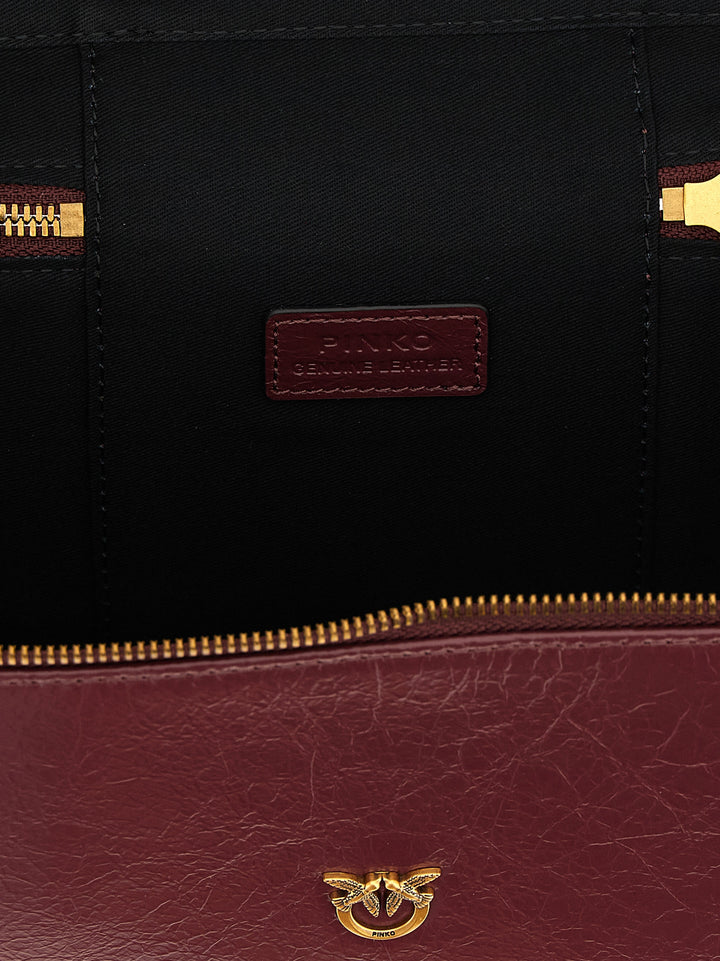 Pinko Crumpled Effect Leather Handbag Borse a Mano - Bordeaux | 47a11e69212237ac98ea5b6a18ace8fd92b40069