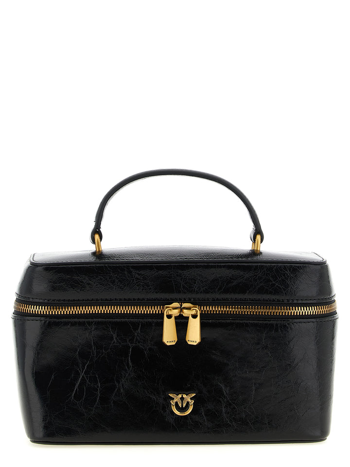 Pinko Crumpled Effect Leather Handbag Borse a Mano - Nero | 81993f9789b4eb4d48e0b5507780dc50e63187b4