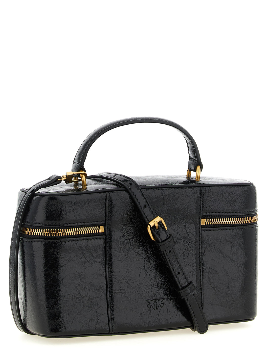 Pinko Crumpled Effect Leather Handbag Borse a Mano - Nero | 1b68ba47d1fbf2e8c4616bfca01c63d64e09cd31