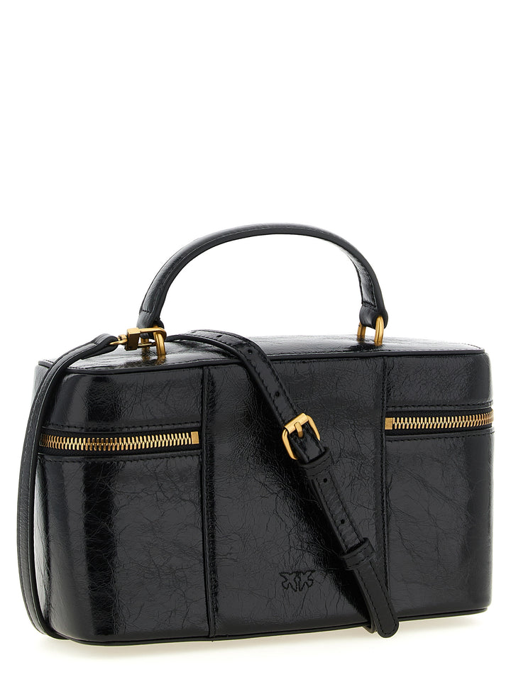 Pinko Crumpled Effect Leather Handbag Borse a Mano - Nero | 1b68ba47d1fbf2e8c4616bfca01c63d64e09cd31