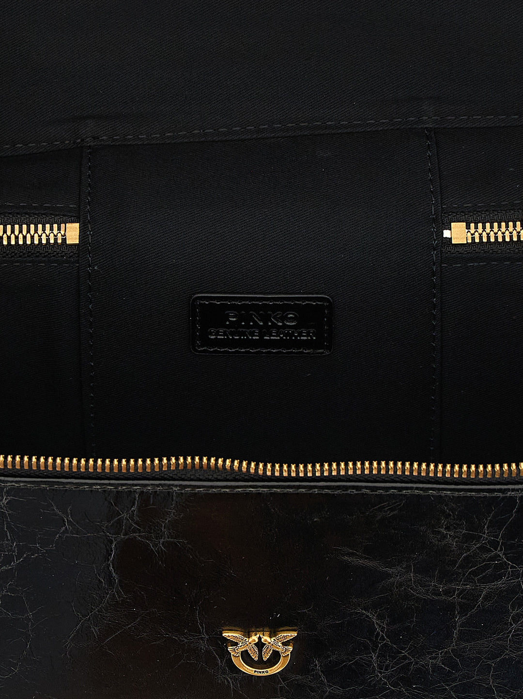 Pinko Crumpled Effect Leather Handbag Borse a Mano - Nero | 1fa72947d455904f8476f859e90205e8298fe13e