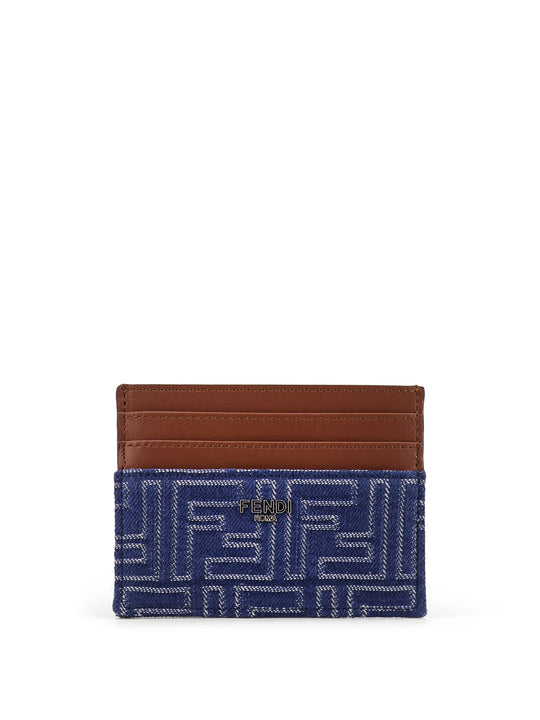 Jacquard Ff Fabric Cardholder With Denim Effect