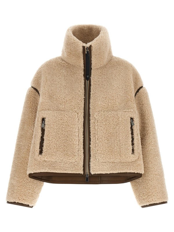 Teddy Cropped Jacket Pellicce Beige