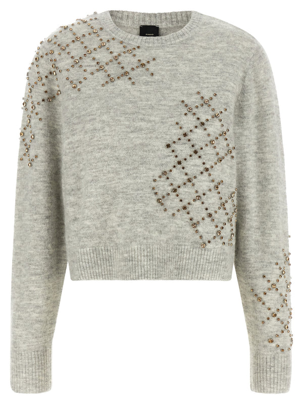 Rhinestone Sweater Gray