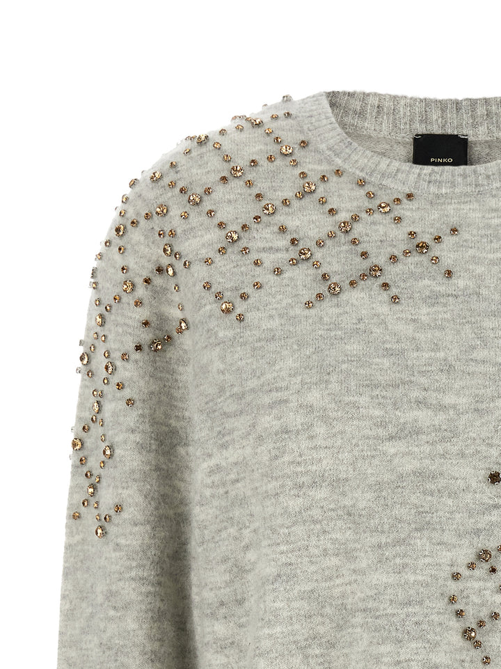 Pinko Rhinestone Sweater Maglioni - Grigio | 0c809098c671176abfff373f64b65af2d046e9a3