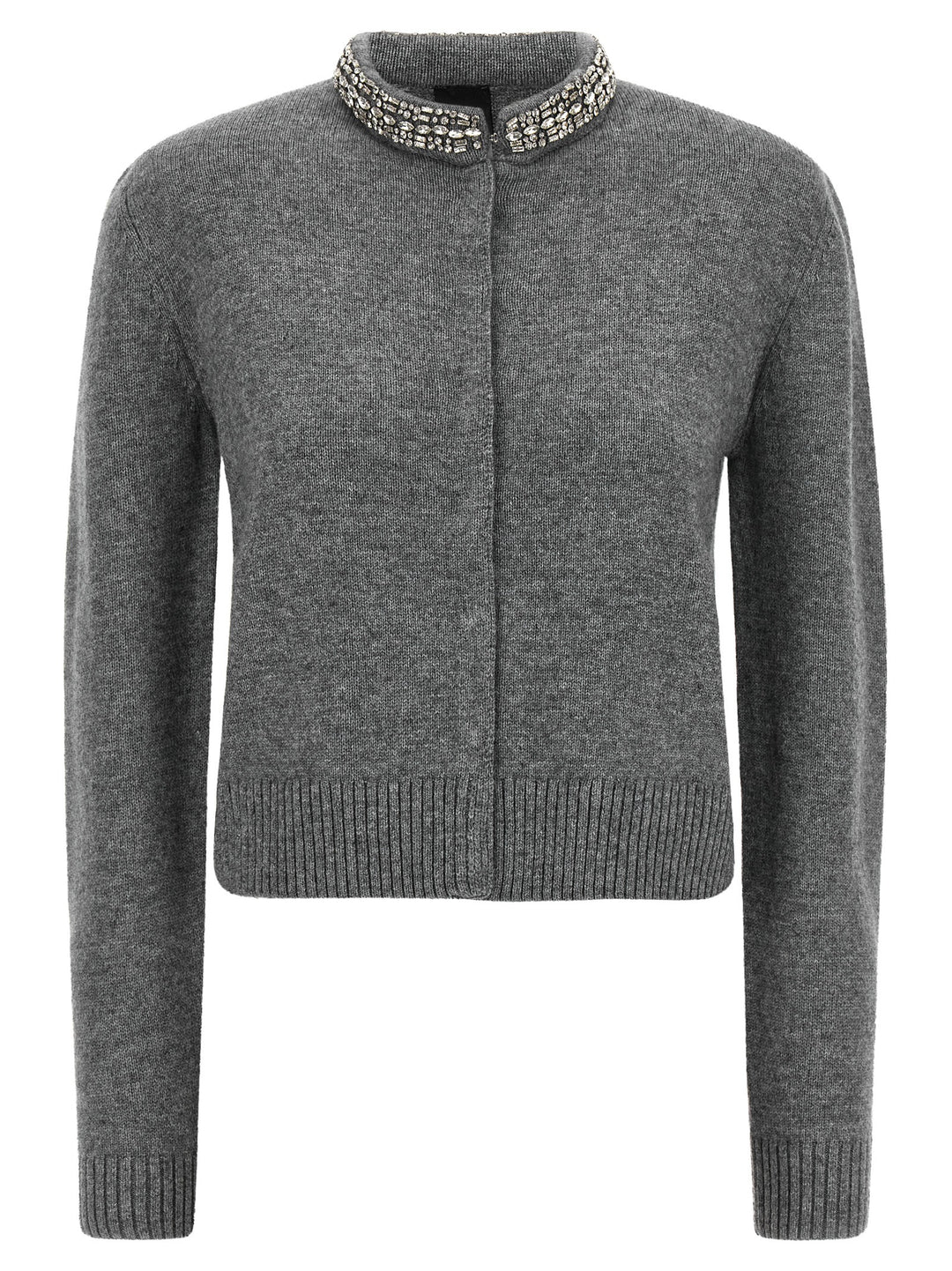 Pinko Jewel Collar Cardigan Maglioni - Grigio | 604fbbf5b4fc4f6ced44ec443b5fdb70e5fe66ef