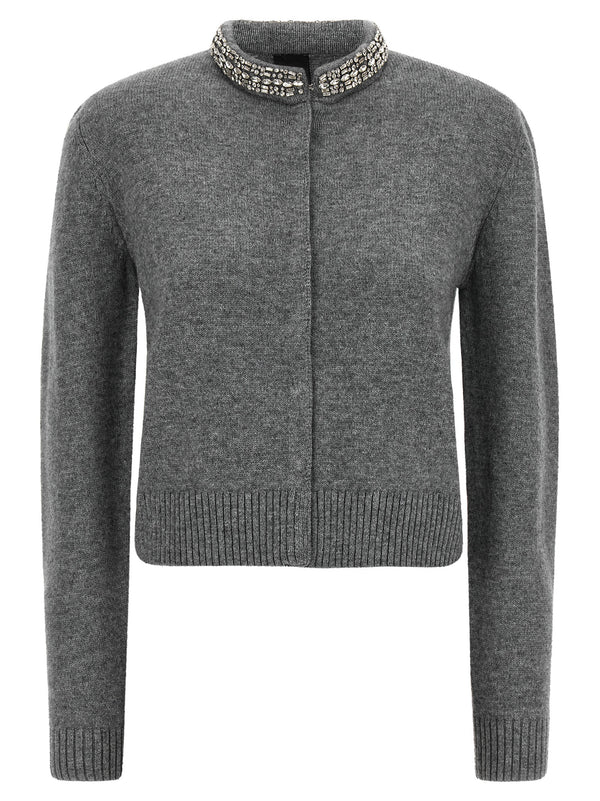 Jewel Collar Cardigan Maglioni Grigio