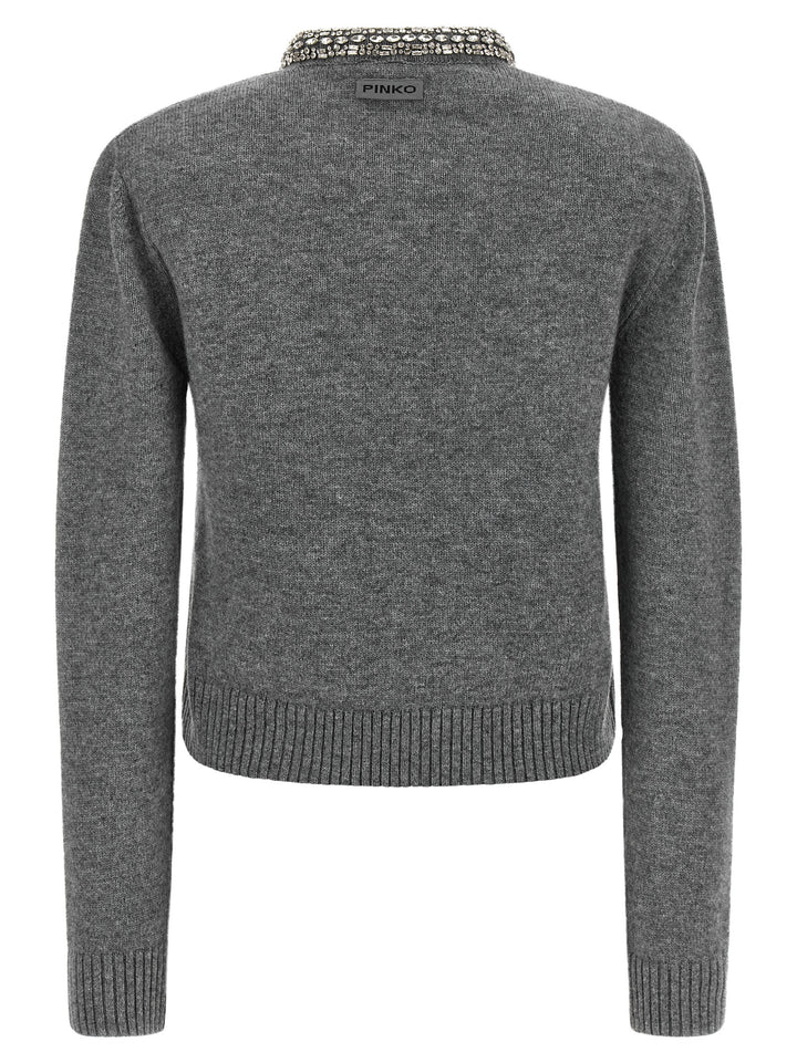 Pinko Jewel Collar Cardigan Maglioni - Grigio | a3b27b1de6954ddd444c53f60525977f48bb62a1