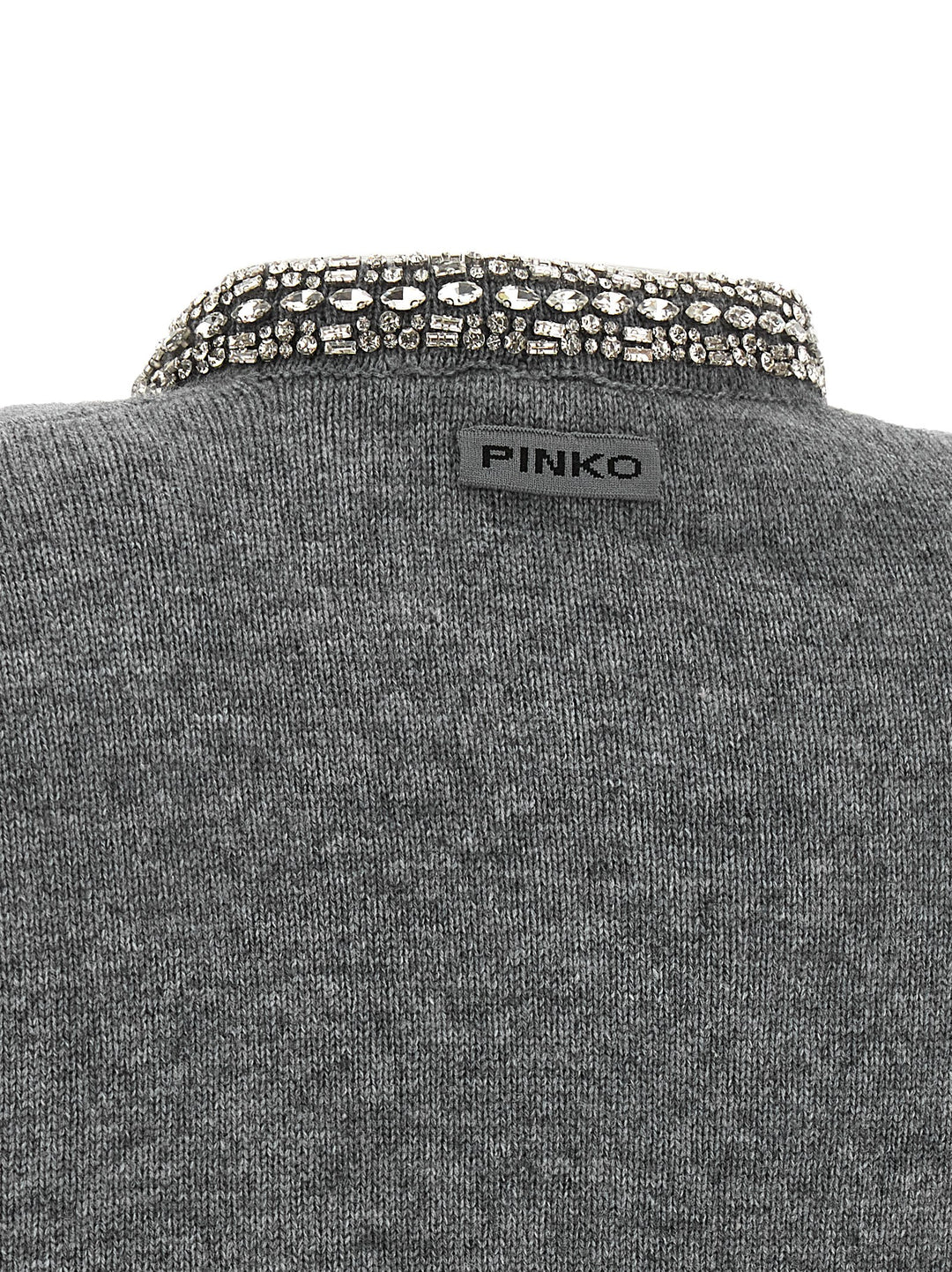 Pinko Jewel Collar Cardigan Maglioni - Grigio | 83e2629c25a193b925f16f73daeb00e62b68b2c5