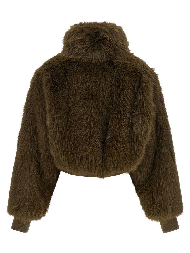 Pinko Bomber Jacket With Fur Inserts Puffer Jackets - Verde | ee4caed4406fde3c2a30b451ed3af1267340513b