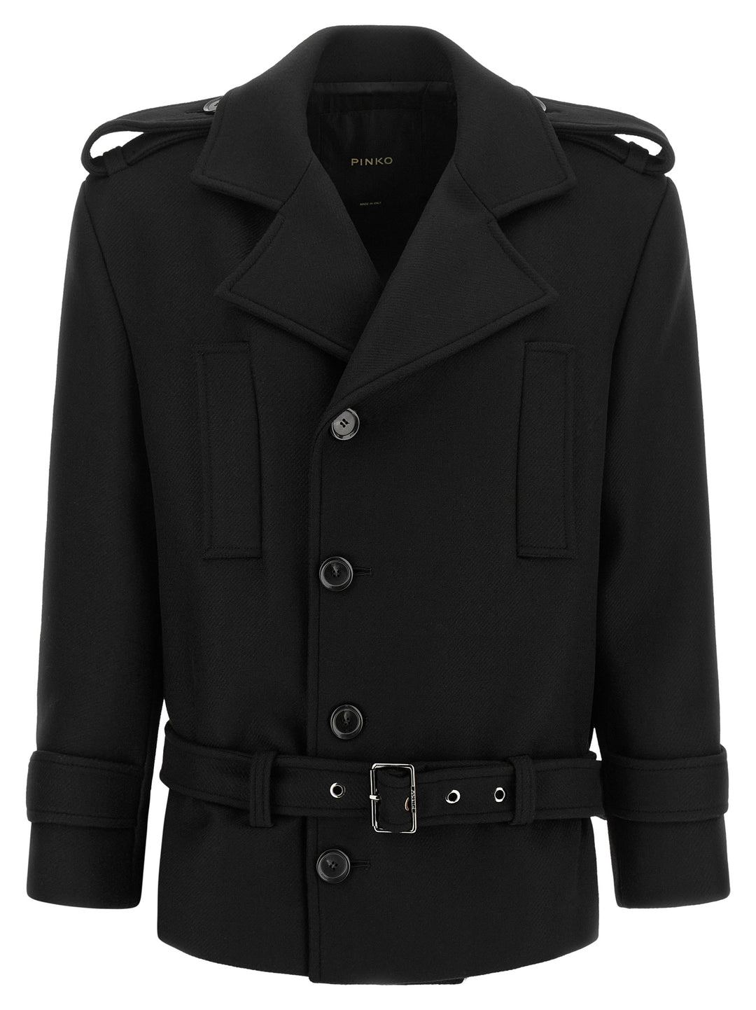 Pinko Double-Breasted Belted Coat Trench e Impermeabili - Nero | a3af7ff97f075c8bed288ec7b12504e688ddd8bd