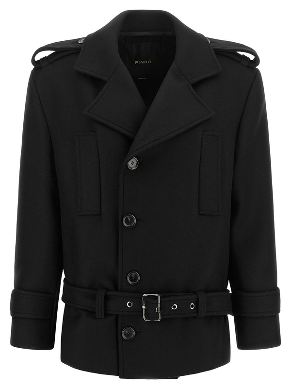 Double-Breasted Belted Coat Trench E Impermeabili Nero